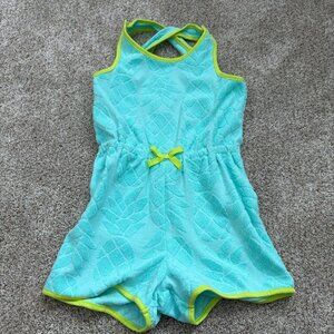 Cynthia Rowley Girl's Size S (5/6) Blue Romper One piece Pineapples Coverup NWT
